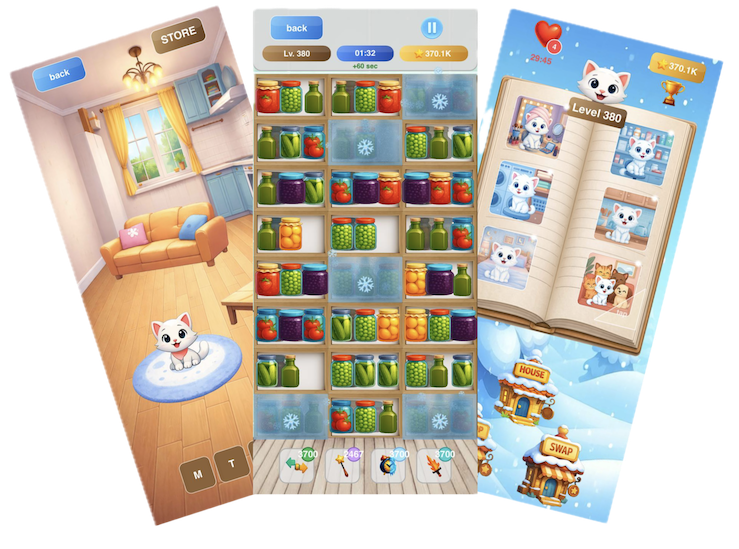 Goods Sort Master: мобильная головоломка с 350+ уровнями, монетизацией и прогрессивной сложностью